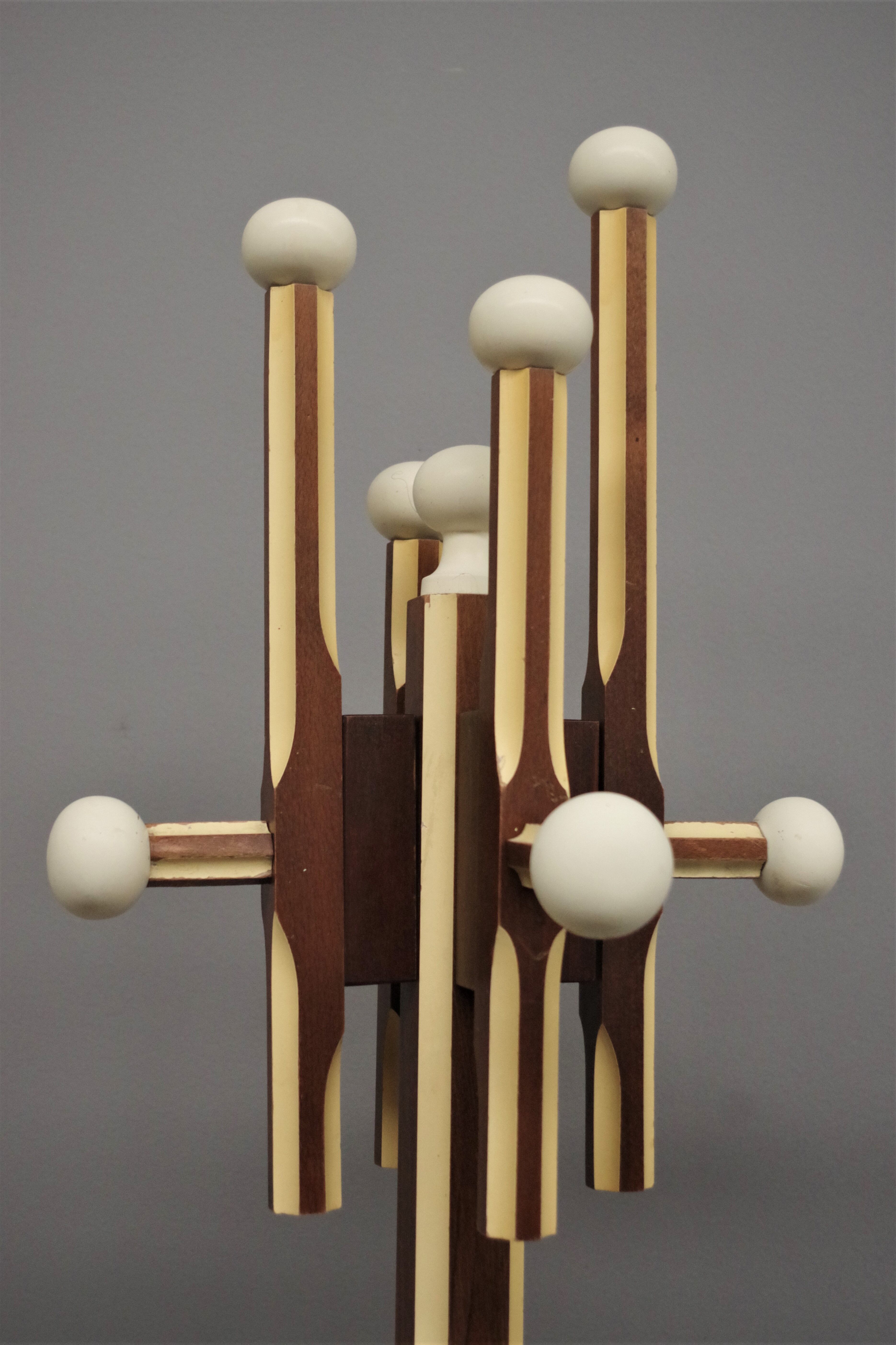 Wooden column coat rack  1965