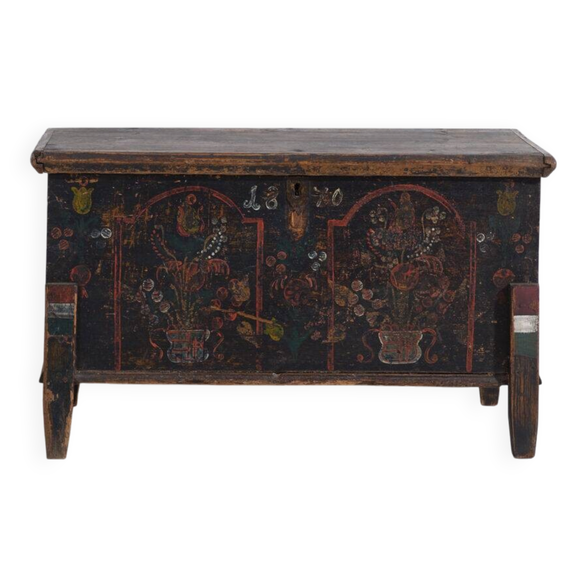 Antique pine wood chest – Central Europe (circa 1870)