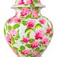 Vintage XXL lamp with pink flowers – Ceramic vase & matching lampshade
