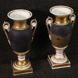 Pair of French XIXth century hand painted ceramic vases