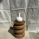 Handmade soliflore drop vase in terracotta painted white h:20 d:15