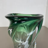 Heavy 5,1kg Crystal "Wave" Glass Vase Object by Val Saint Lambert, Belgium 1960s