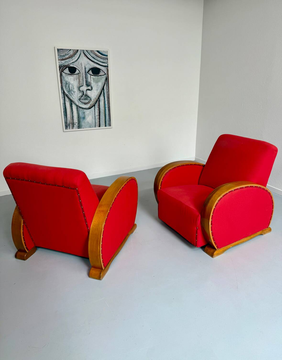 2 anciens fauteuils club art déco années 30 structure bois courbé