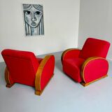 2 anciens fauteuils club art déco années 30 structure bois courbé