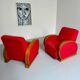 2 anciens fauteuils club art déco années 30 structure bois courbé