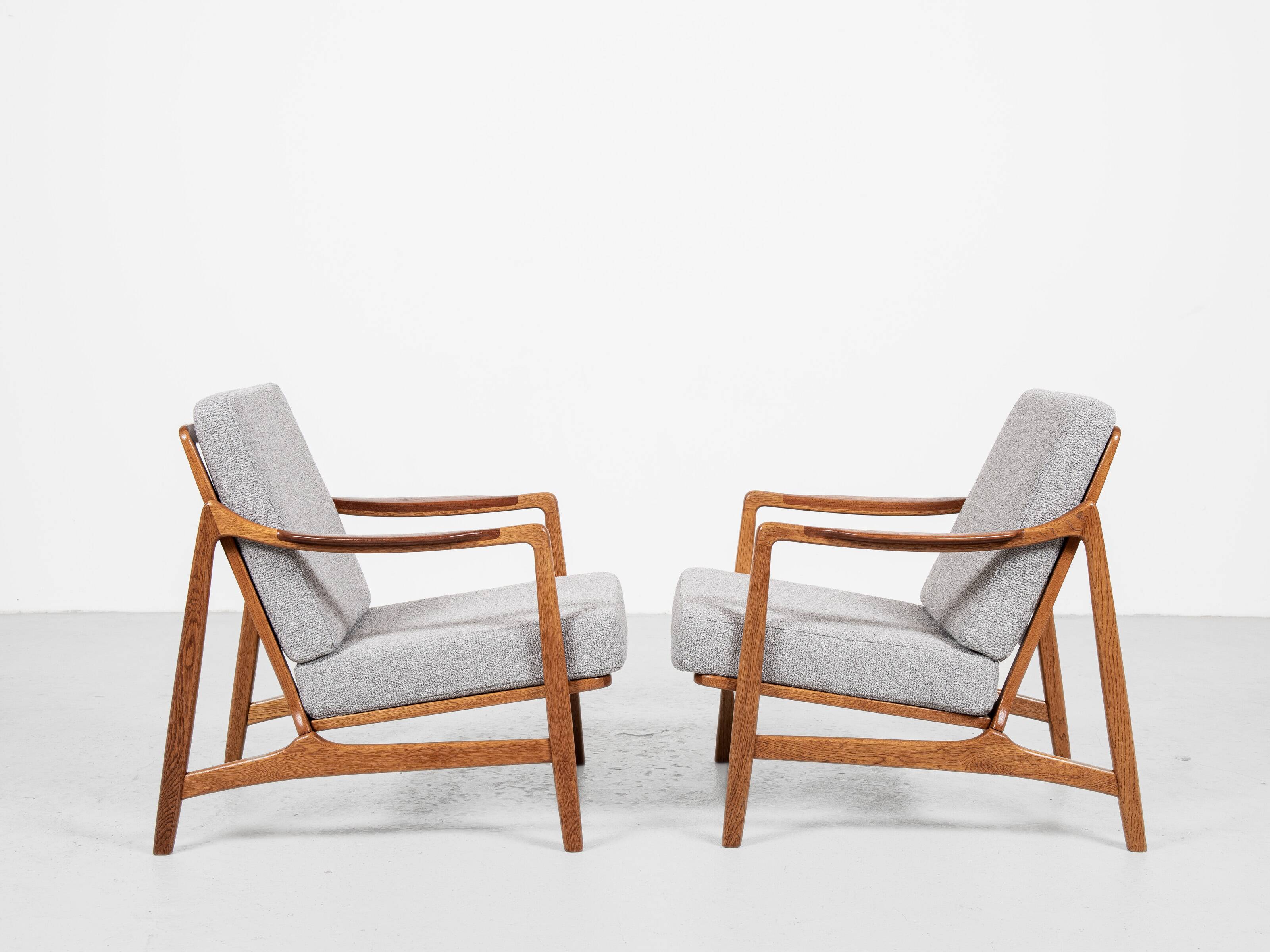 Midcentury Danish sofa set in oak and teak by Tove & Edvard Kindt-Larsen for France & Daverkosen - w