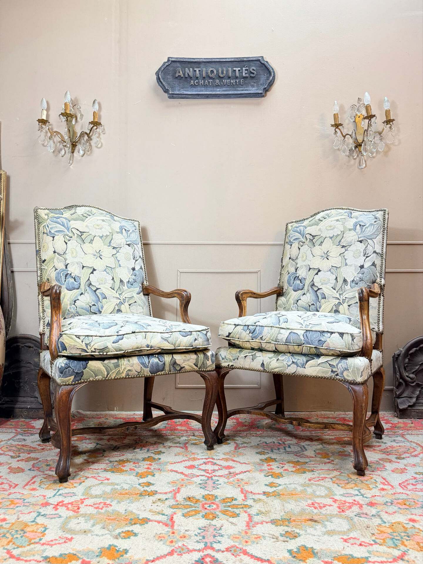 PAIR OF WALNUT ARMCHAIRS FROM THE LOUIS XV XVIII CENTURY
