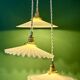 Vintage triple suspension lampshade in white opaline.