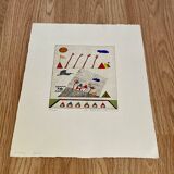 Set of three stamped drawings.