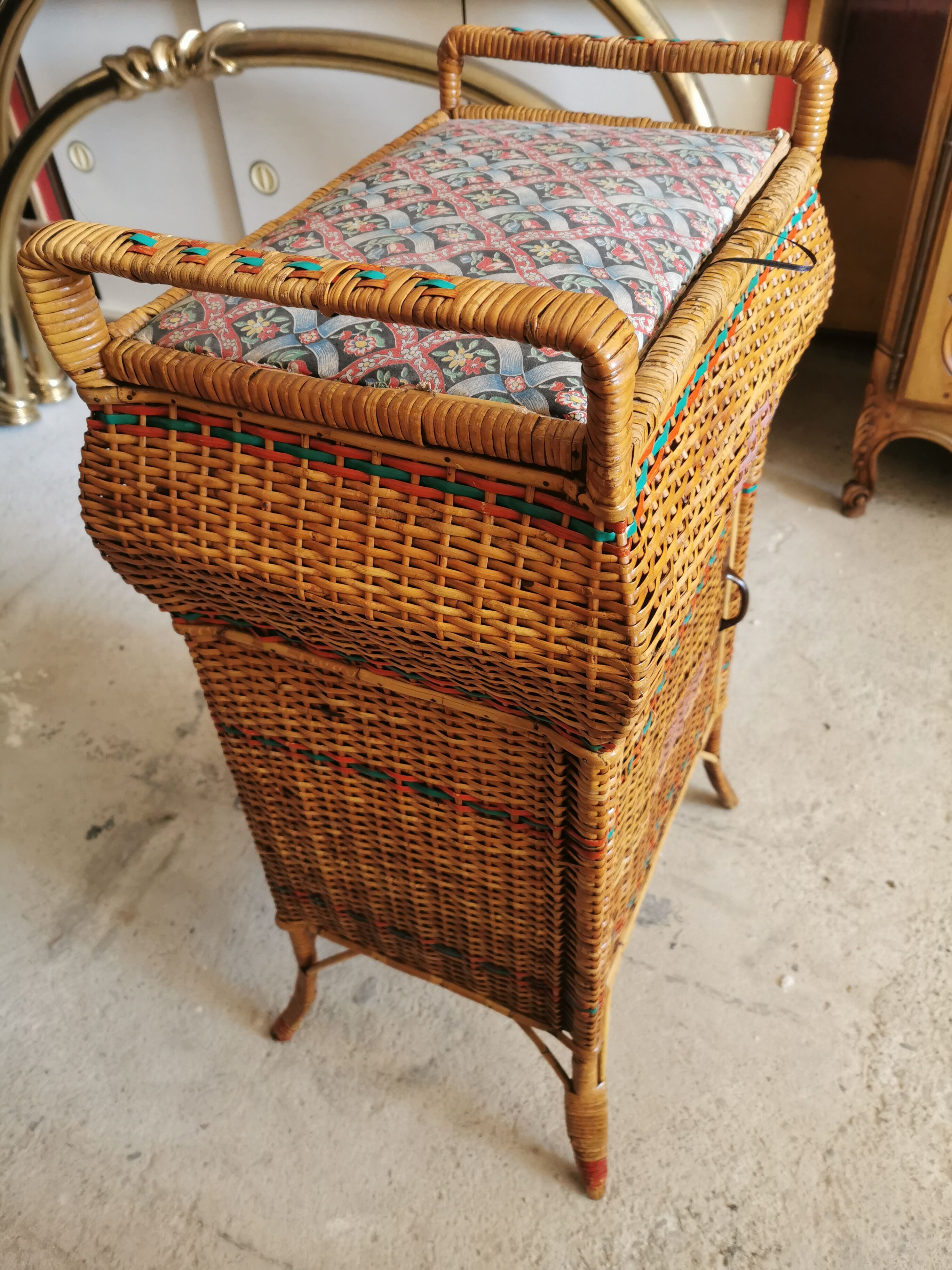 Vintage wicker sewing box
