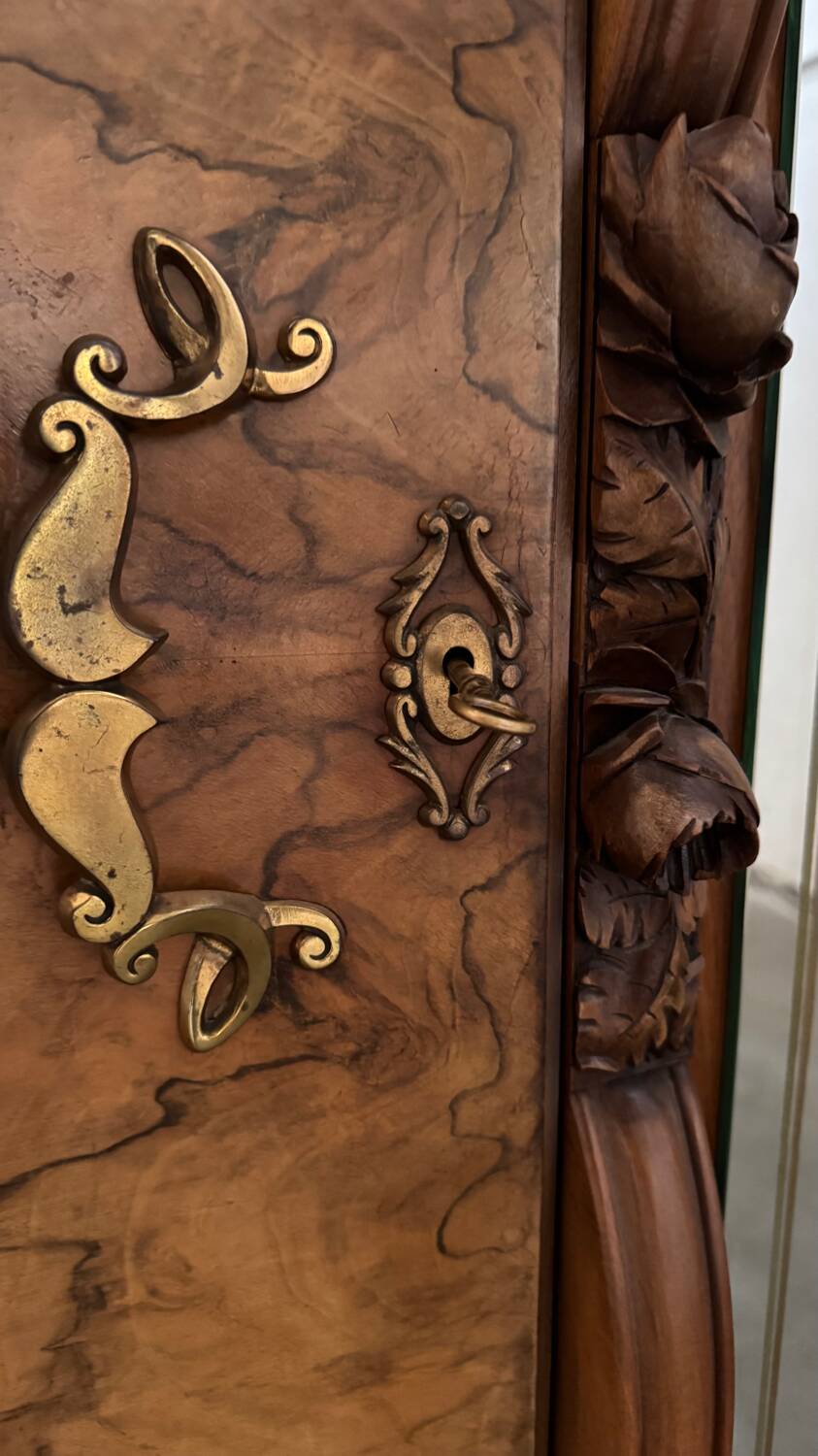 Art Deco style walnut mirrored wardrobe