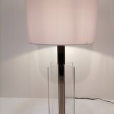 Large stainless steel and plexiglass lamp 1970 france