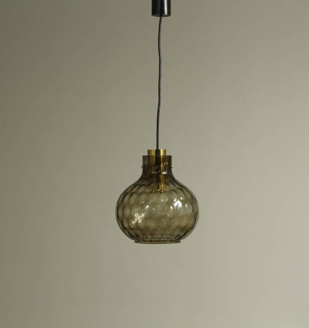 Bubble Glass & Brass Pendant by Helena Tynell for Limburg, 1960s