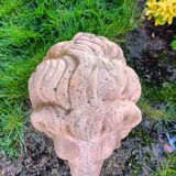 Paire de lion de jardin en terre cuite ancien