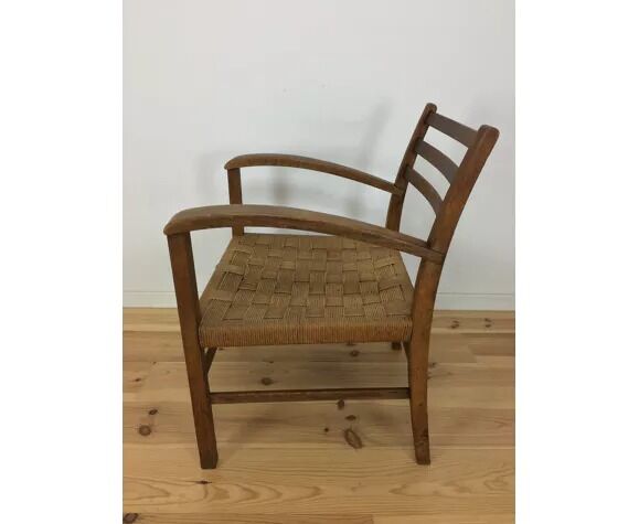 Rope and wood vintage armchair 50s