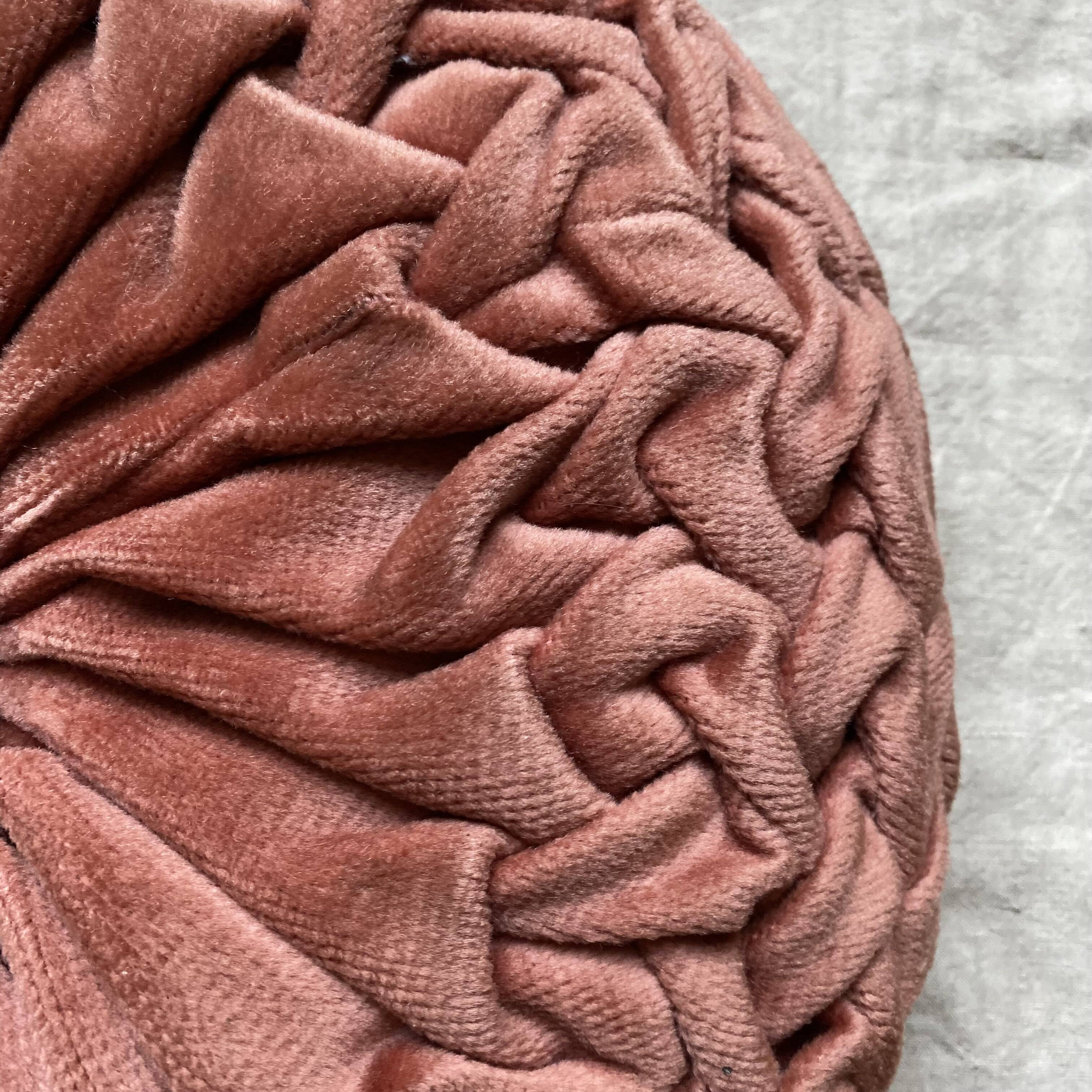 Vintage velvet cushion pleated round