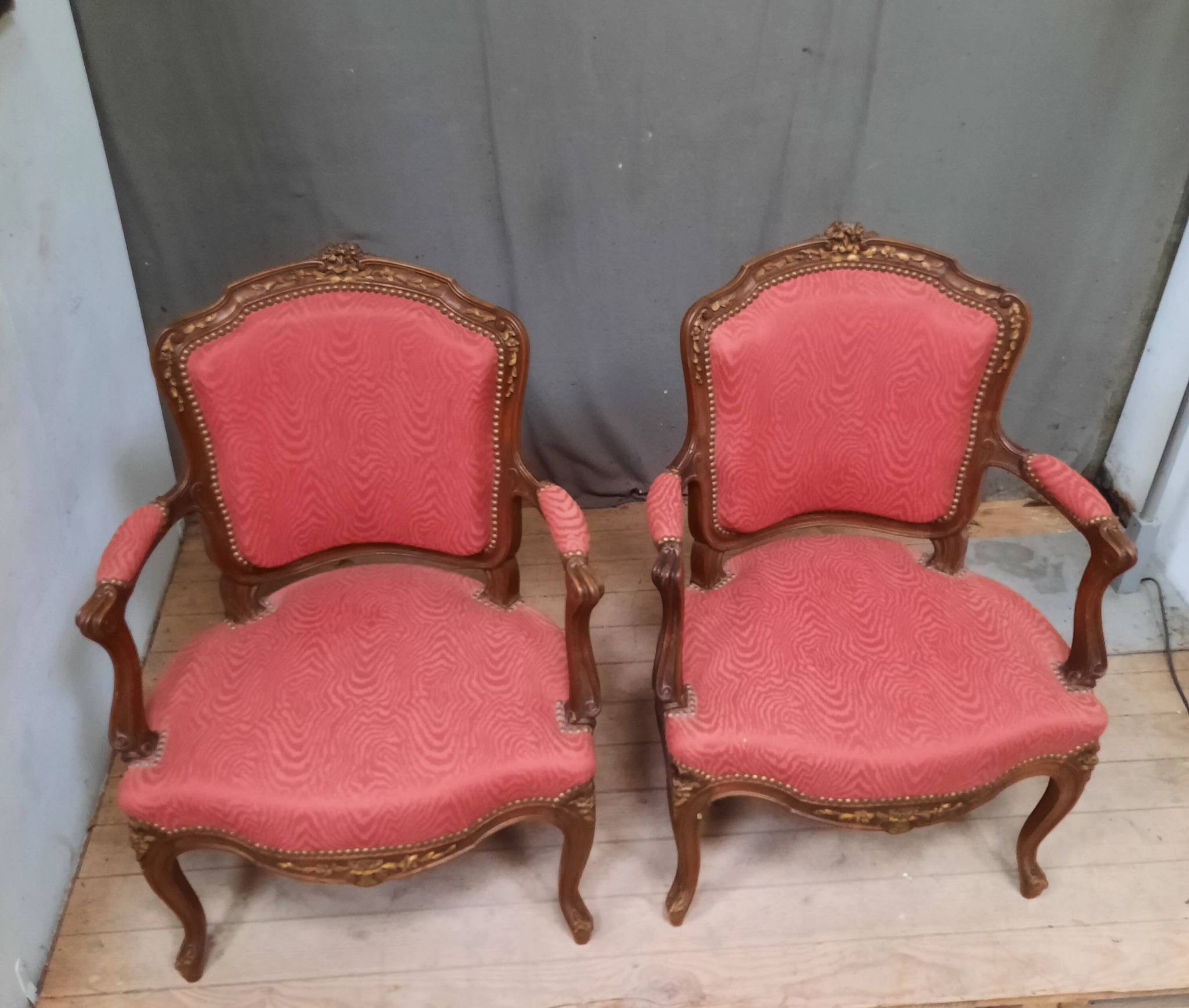 Pair of Louis XV style armchairs