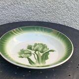 Hollow dish pattern green tulips longwy france old