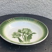 Hollow dish pattern green tulips longwy france old