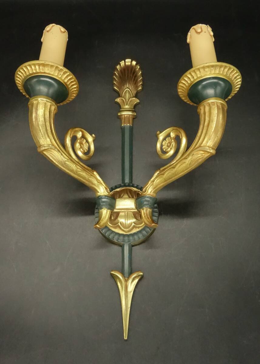 Pair of large Restoration style wall lights from Lucien GAU - bronze