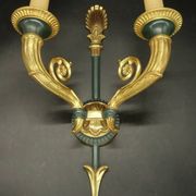 Pair of large Restoration style wall sconces from Lucien GAU - bronze