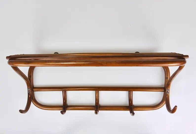 1900s Thonet Vienna Art Nouveau Secessionist Bentwood Wall Coat Rack, Austria