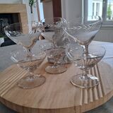 6 cut crystal champagne coupes, 20th century