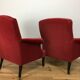Paire de fauteuils crapaud Napoléon III en velours rouge