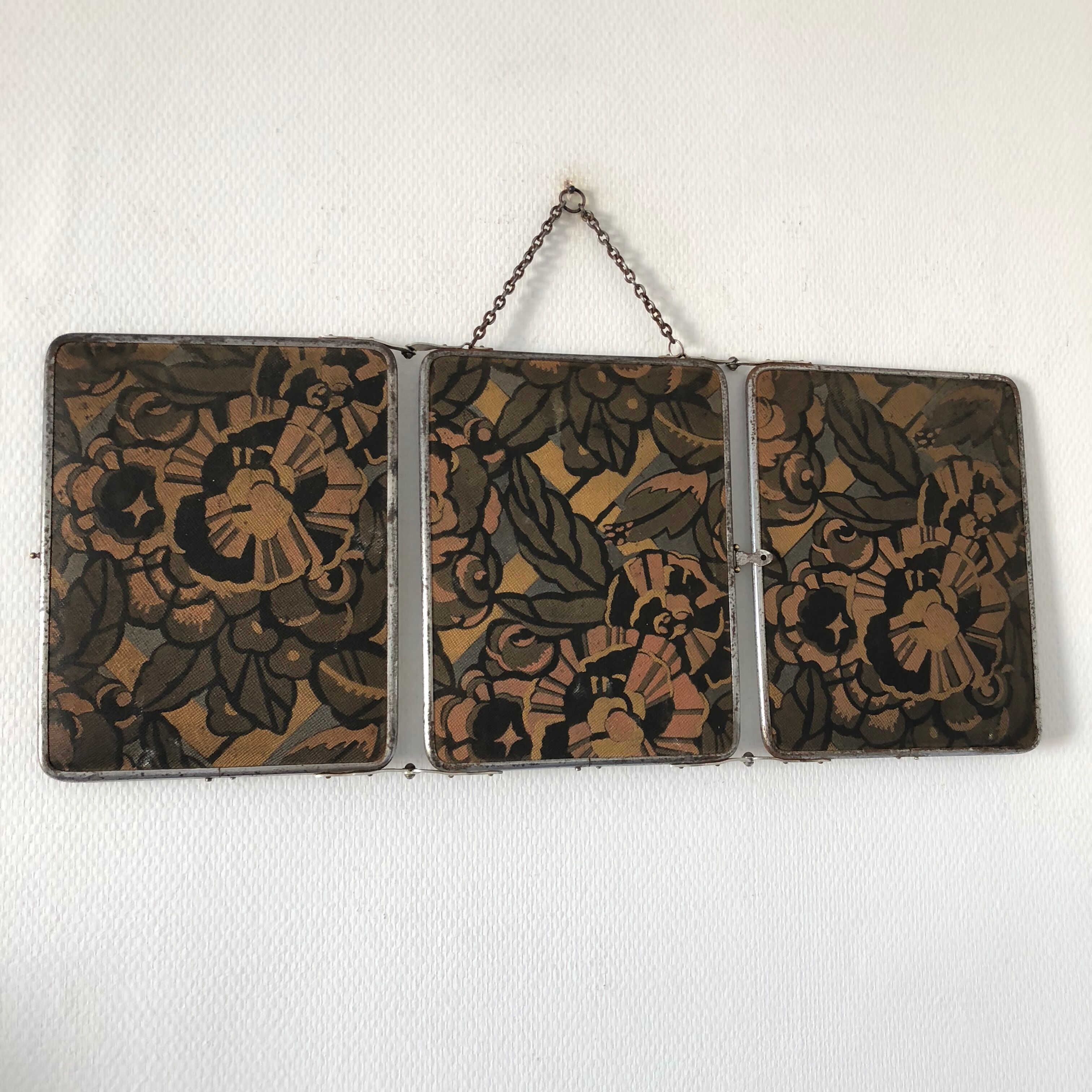 Triptych barber mirror 28x69cm vintage 1930