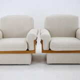 1970s pair of armchairs in boucle fabric, czechoslovakia