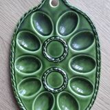 Green egg barbotine dish 25x17