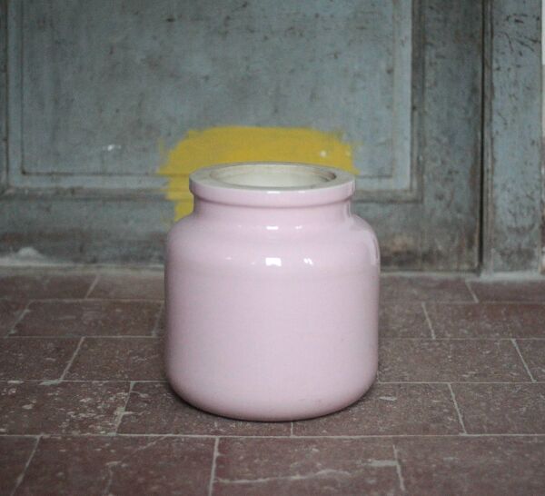 Pot porcelaine XL, jarre porcelaine rose,vase, rangement, déco