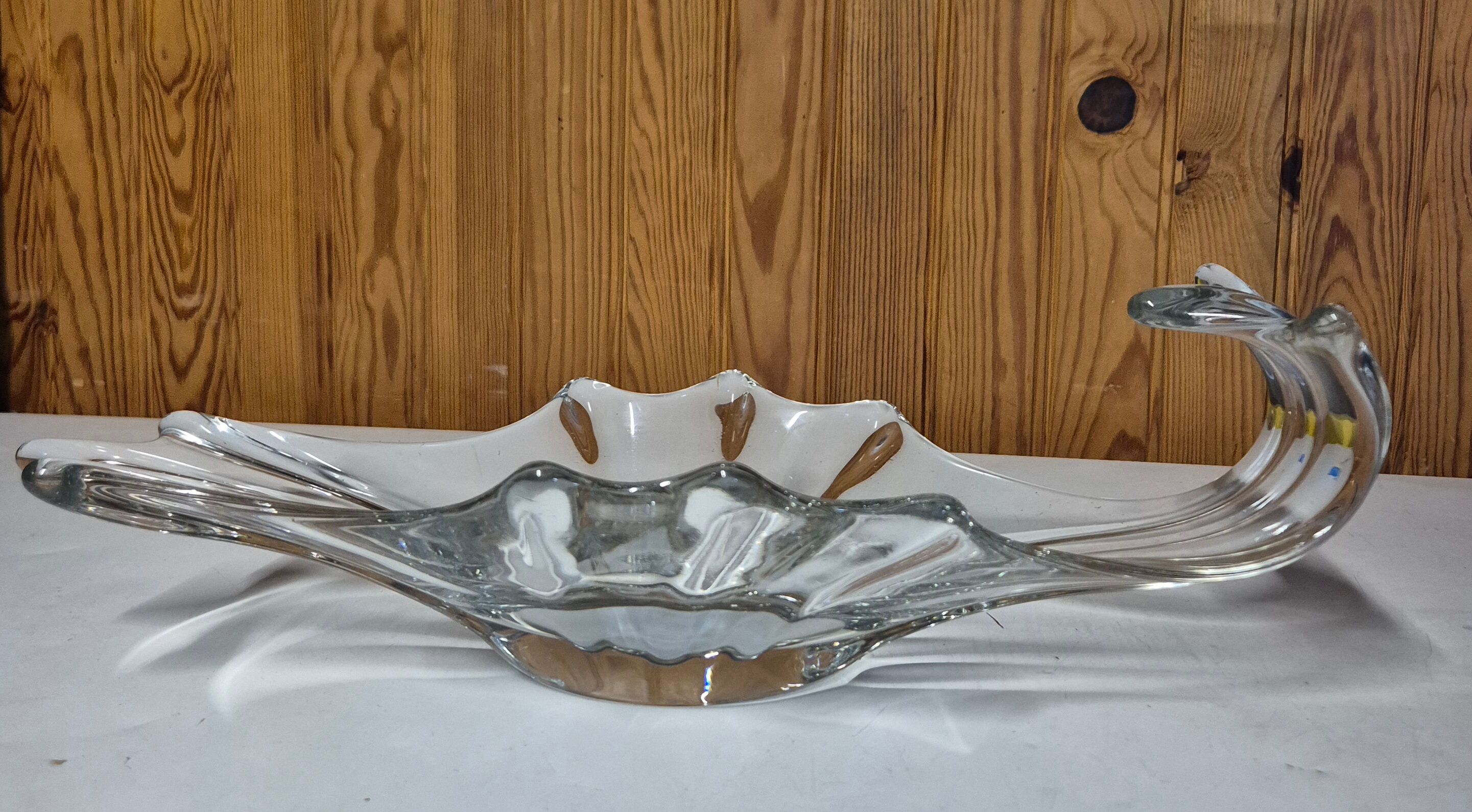 vintage large wave crystal blown coupe centrepiece 42cm style