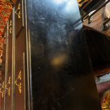 Black painted chest of drawers with golden Japanese bamboo effect