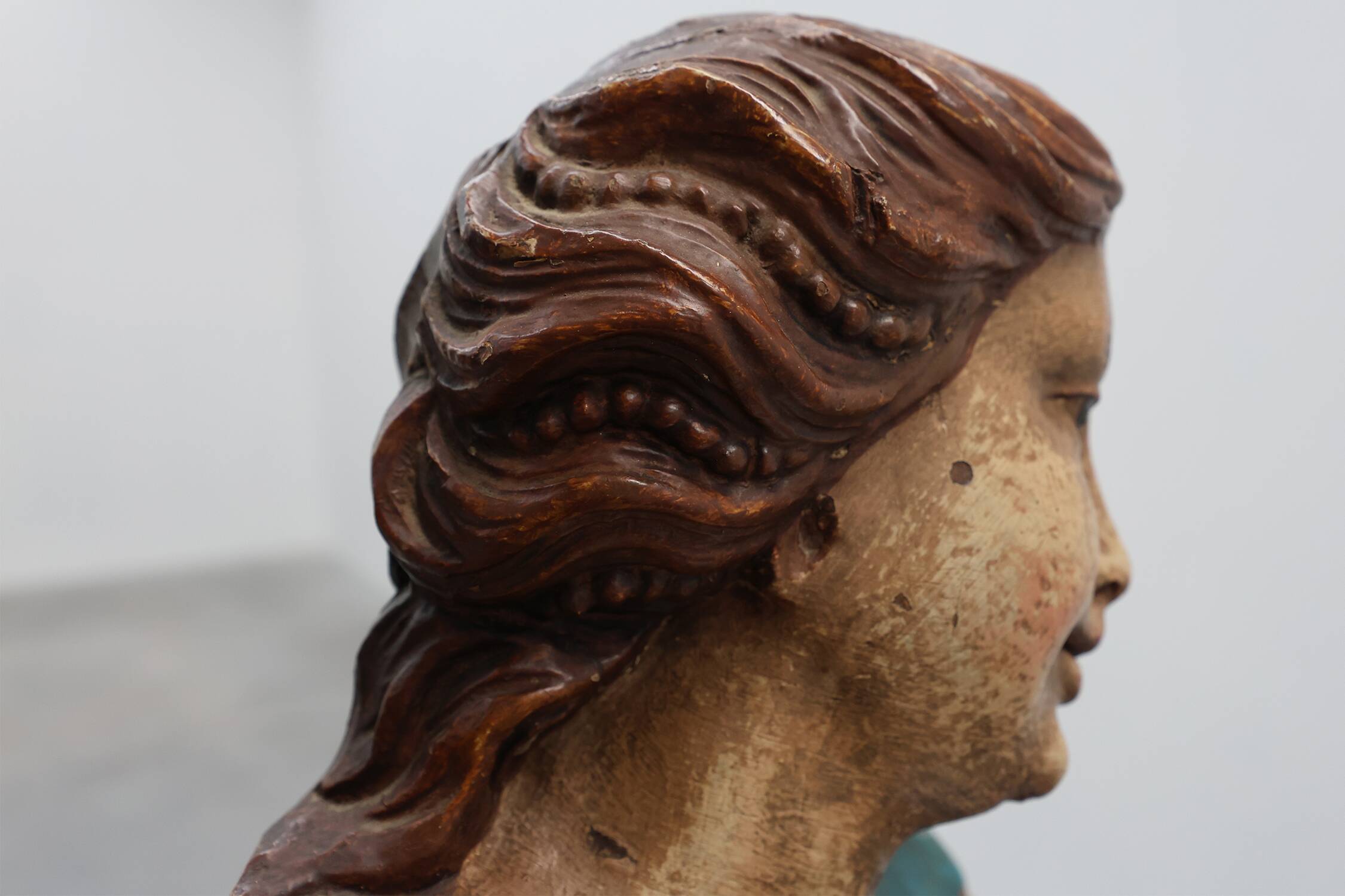 French 18th Century Religious Statue of the Virgin Mary on a cloud