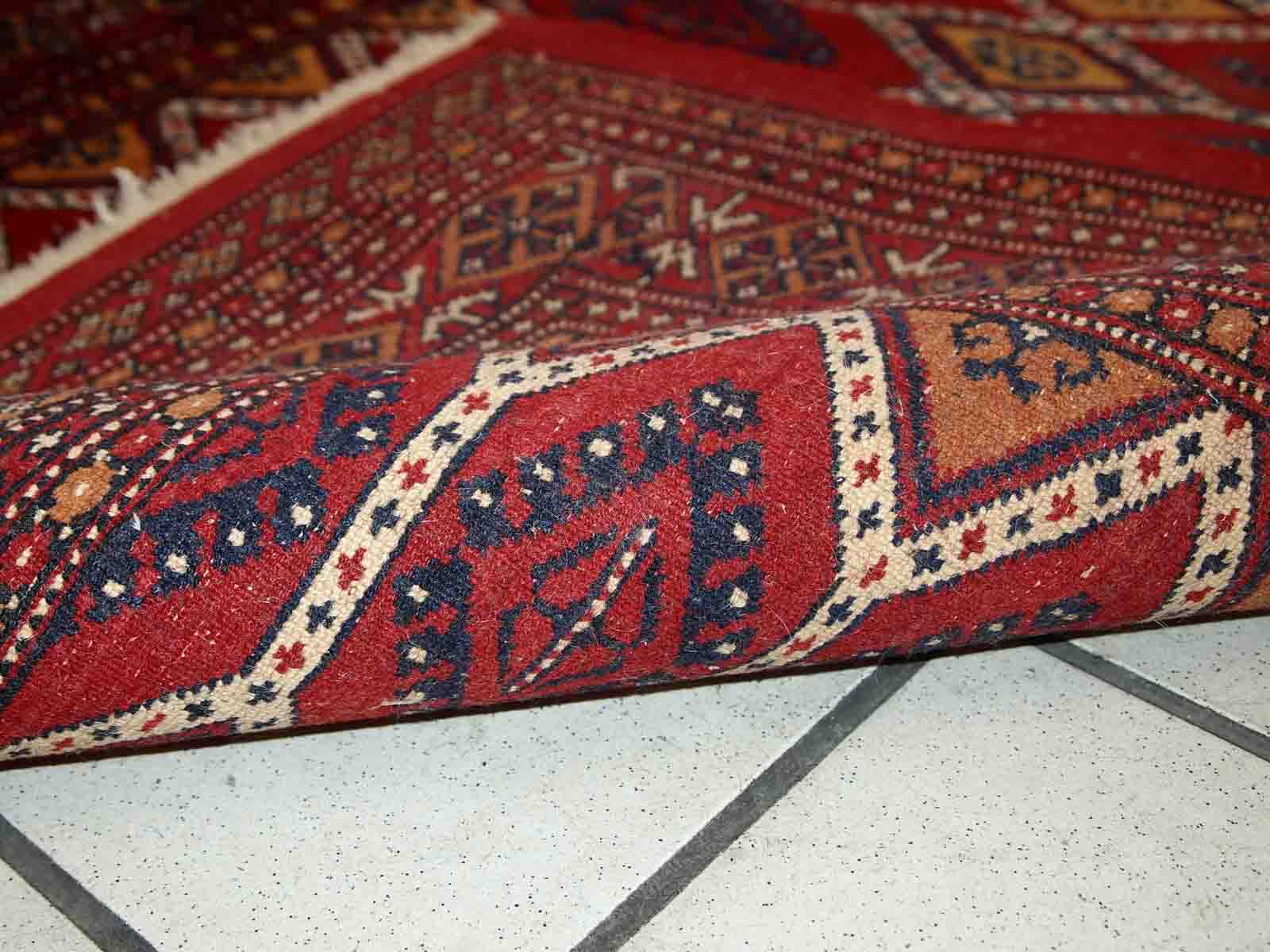 Vintage carpet Uzbek Bukhara handmade 100cm x 152cm 1960s, 1C726