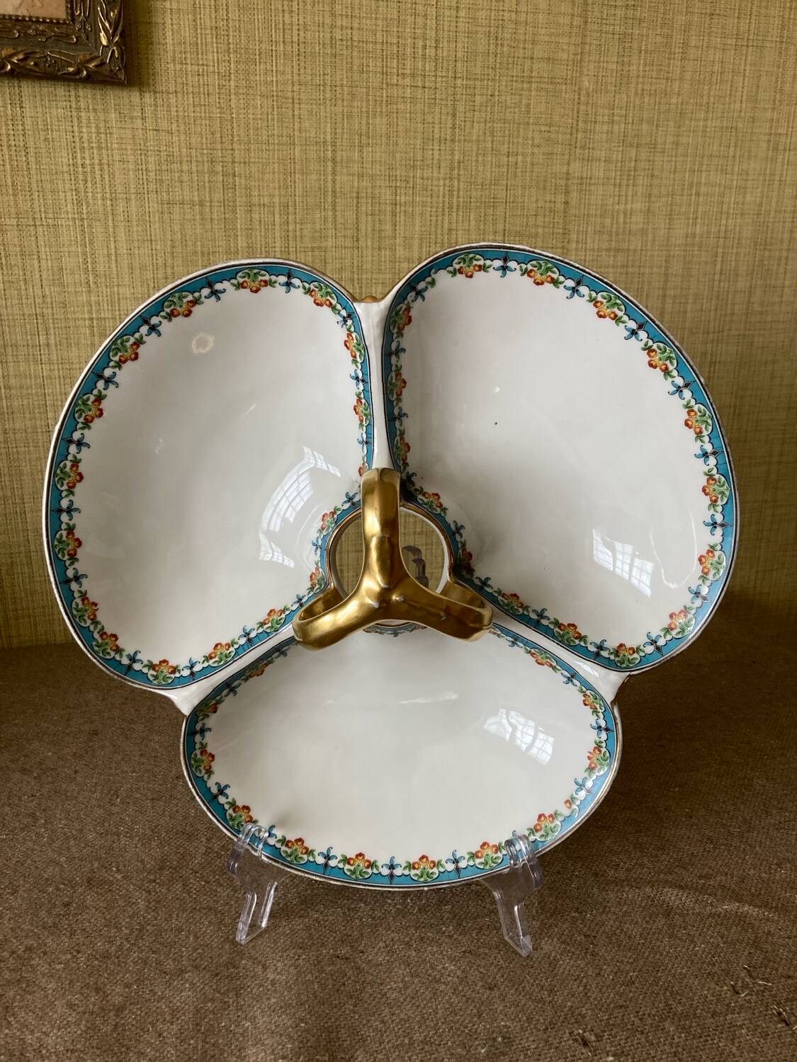 Three-compartment Limoges Havilland porcelain mendicant servant - Le Tanneur