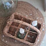 Vintage wicker bottle rack