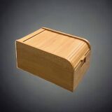 Old wooden filing box with flap
