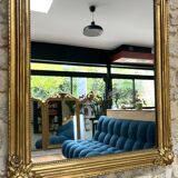 Louis-Philippe mirror gilded with gold leaf, mercury glass, 97.5cm