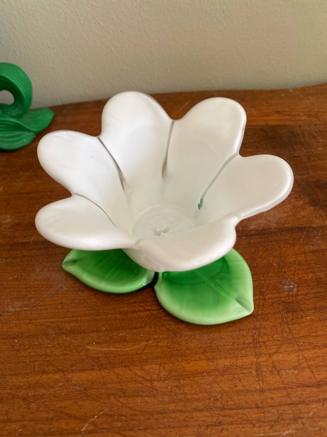 Glass flower candle holder