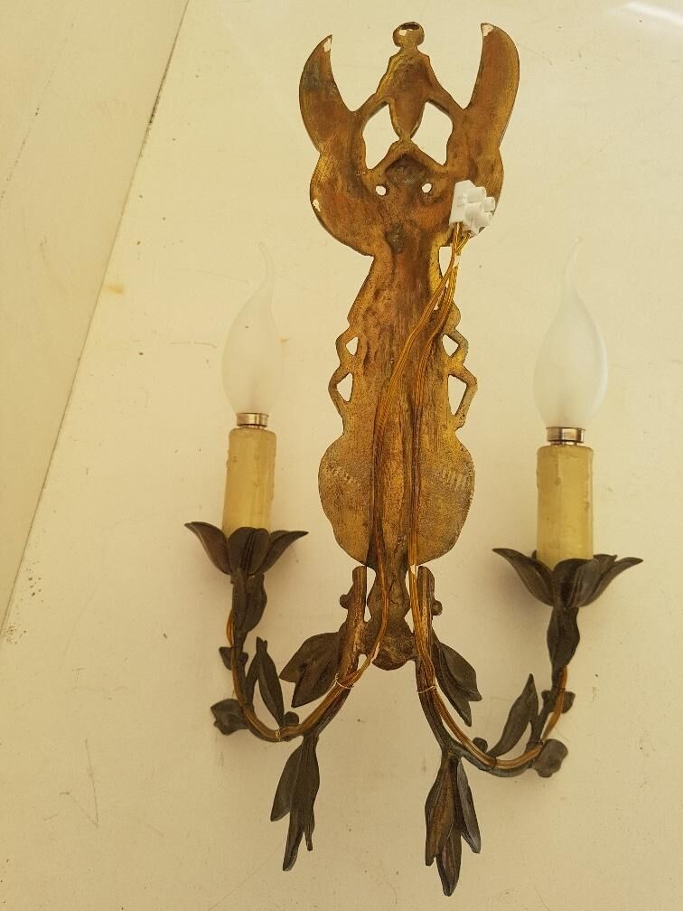 Pair of Empire-style gilded bronze wall light