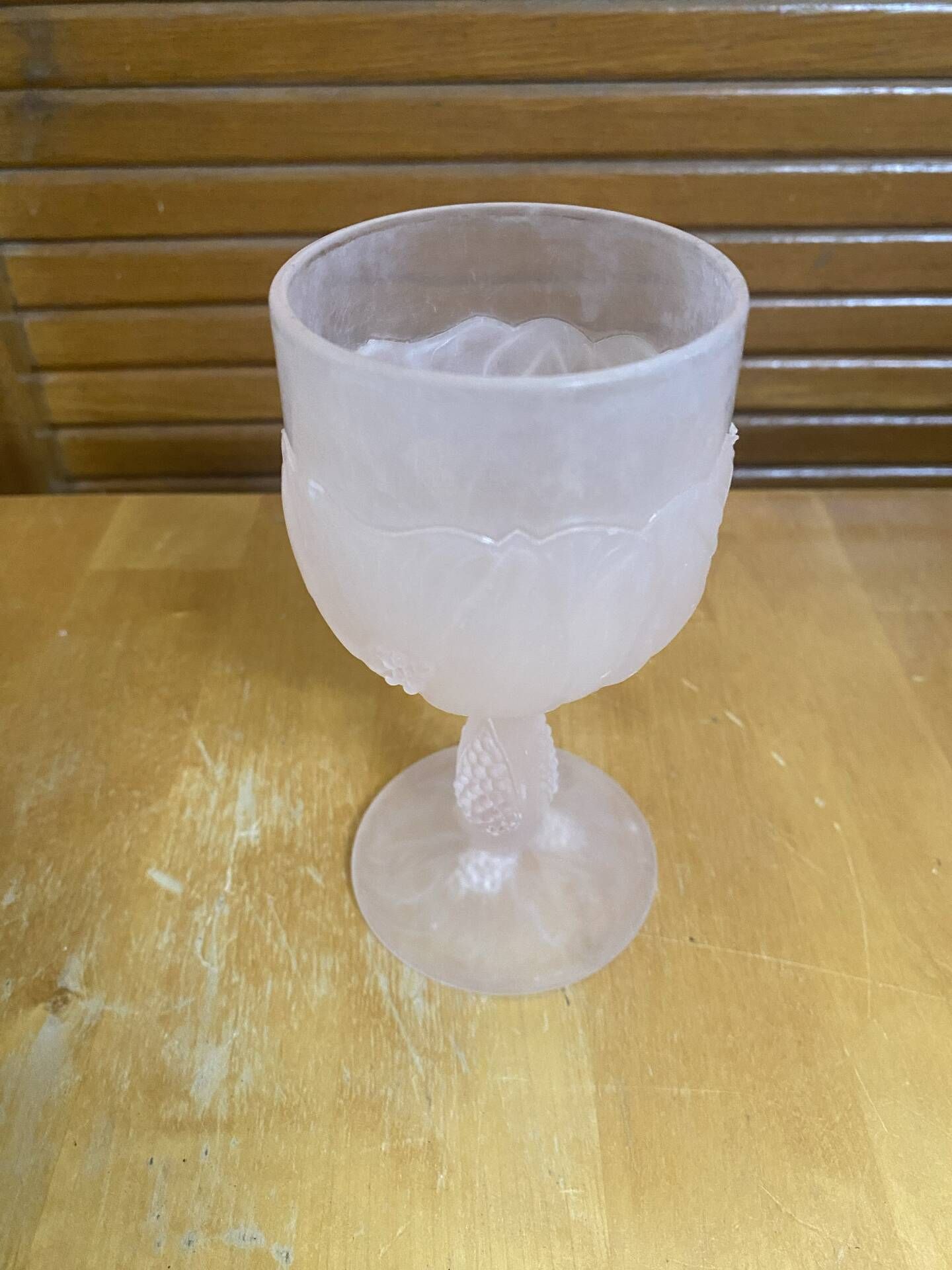 Set of 5 Frosted Pink Wine Glasses Made in Italy Vintage #E170