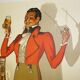 Affiche ancienne en originale entoilée armagnac laressingl Henri le Monnier 1938 gers 32 bar alcool liqueur pub