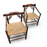 A pair of Dutch oak / matching Rush Chairs 1930s