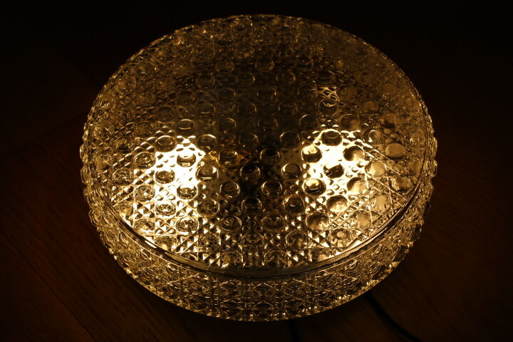 1960s metal and molded glass ceiling light