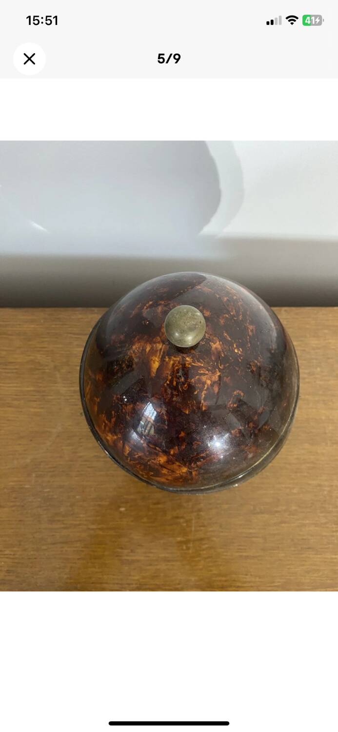 Antique Coconut Ice Bucket 50s Vintage