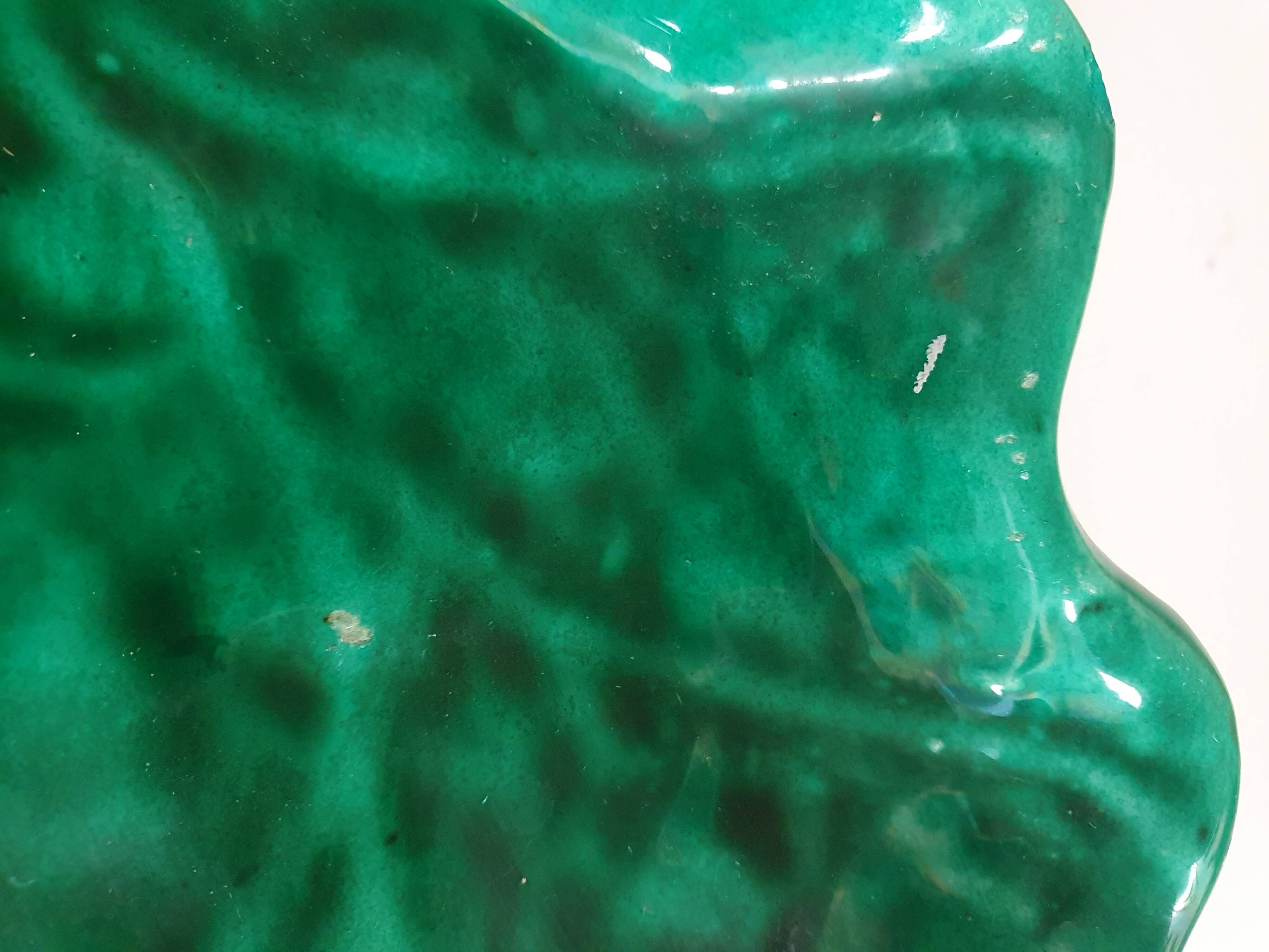 empty cup pocket leaf slip green ceramic vallauris made in france