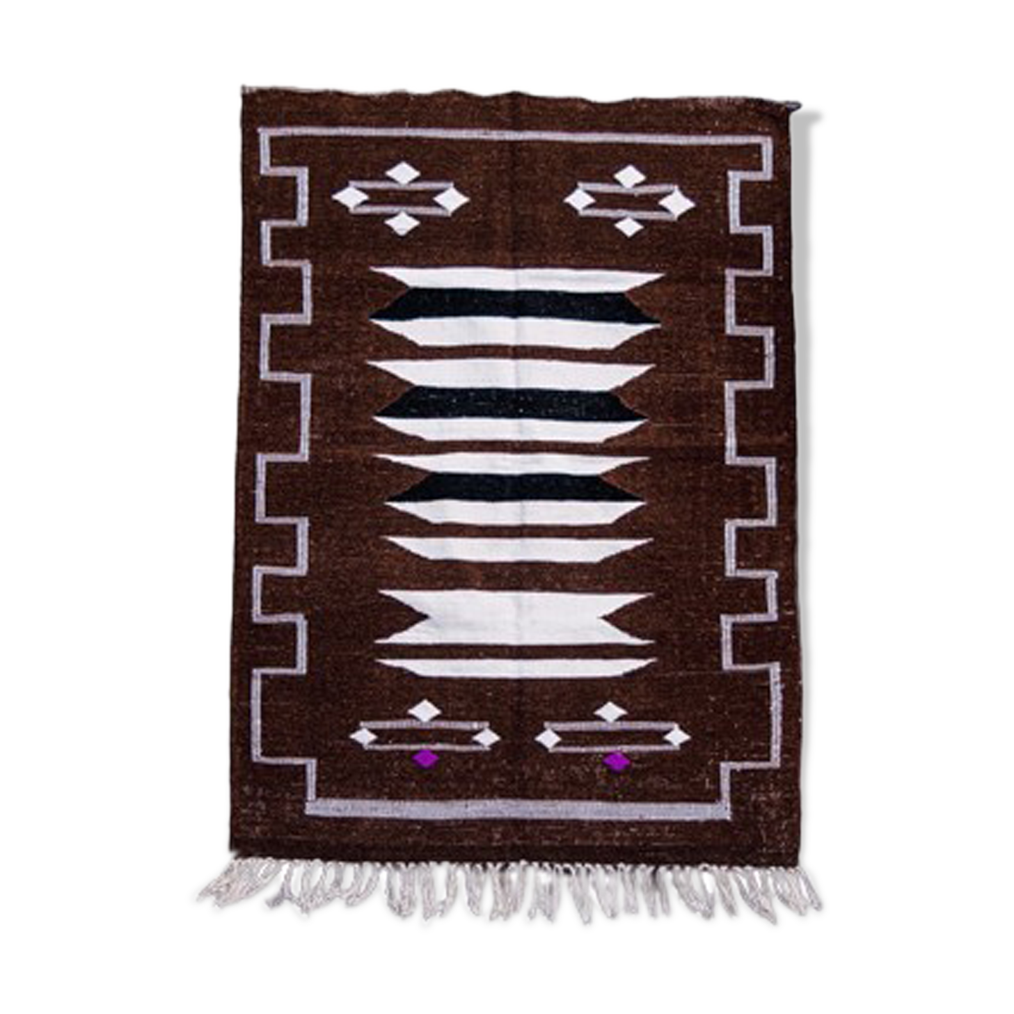 Moroccan brown ethnic carpet 103 X 145 cm