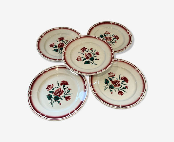 Lot de 5 assiettes plates Sarreguemines